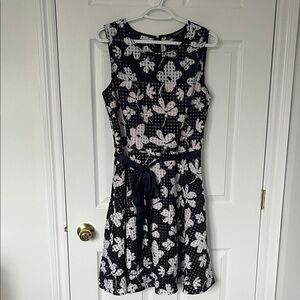 S.L. Fashions Black and White Floral Midi Dress